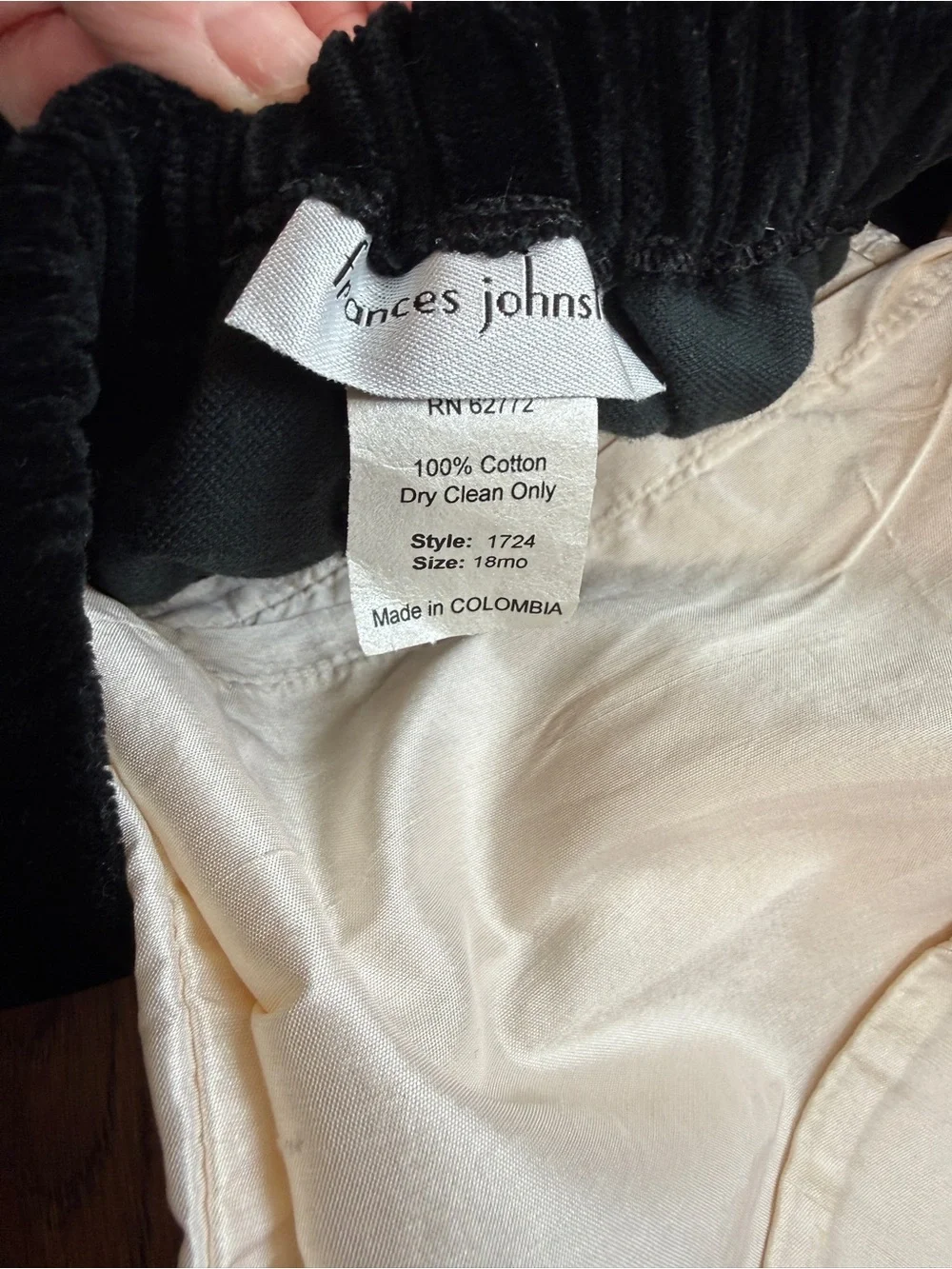 Vintage Frances Johnston Silk Heirloom Top Black Velvet Toddler Shorts 18 Mths